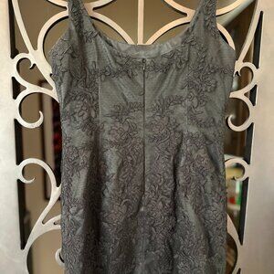 Carmen Marc Valvo Black Lace Embroidered Cocktail Dress